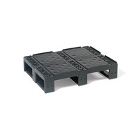 Plastpall SF600 Pool P, 3medar, tät med kant, Svart