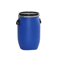Plastfat med lock med bärhandtag, 30L, UN, Blå