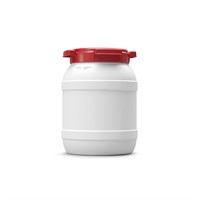 Plastbehållare med lock, stor öppning, 6L, Vit/Röd