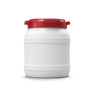 Plastbehållare med lock, stor öppning, 15L, Vit/Röd