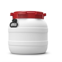 Plastbehållare med lock, stor öppning med handtag, 42L, Vit/Röd