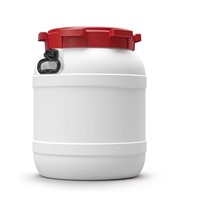 Plastbehållare med lock, stor öppning med handtag, 55L, Vit/Röd