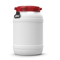Plastbehållare med lock, stor öppning med handtag, 68L, Vit/Röd