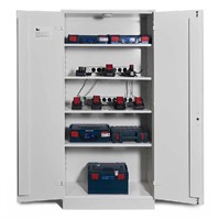 Batteriskåp för Litiumbatterier, brandisolerat 5 perf. hyllor