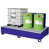 Spillpall IBC Gs2a, 2-IBC, inkl. galvat galler, Blå