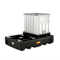 Spillpall IBC PE 1100L, 2-IBC utan galler, Svart