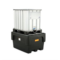 Spillpall IBC PE 1100L, 1-IBC, med förzinkat galler, Svart