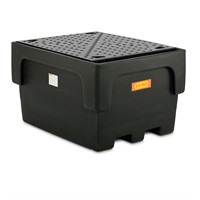 Spillpall IBC PE 1100L, 1-IBC med PE galler, Svart