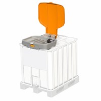 Tratt för IBC i HDPE inkl. lock, rostfritt silnät, Grå