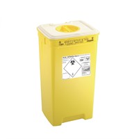 Riskavfallsbehållare med lock i lock, 60L, Gul