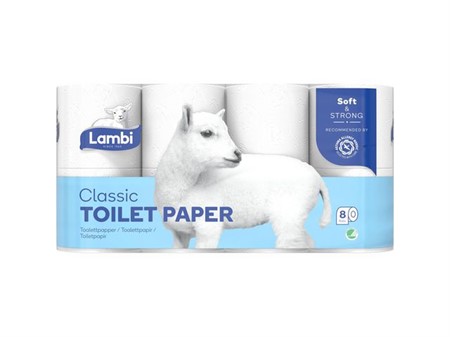 Toalettpapper 3-lag, LAMBI Classic, Vit, 40rl/bal