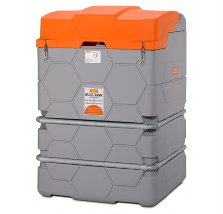 Smörjmedelstank CUBE Premium 2500L, lock, pump. för utomhus, 9L/min