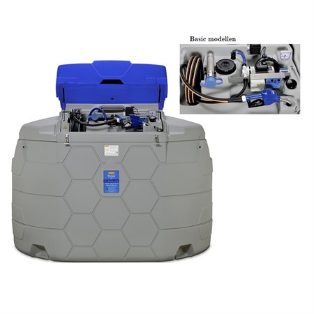 AdBluetank CUBE Basic 5000L, lock, pump m.m. för utomhus, 35L/min