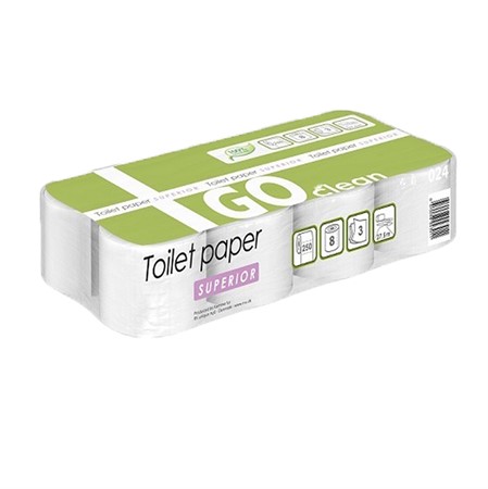 Toapapper Go Clean Extra Soft, 3-lager, 64rl/frp, Vit