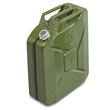 Bränsledunk i metall 20L, UN godkänd, grön - skruv lock