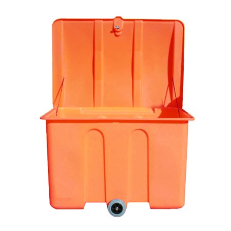Förvaringsbox, 1400L, inkl. hjul & låsbart lock, Orange